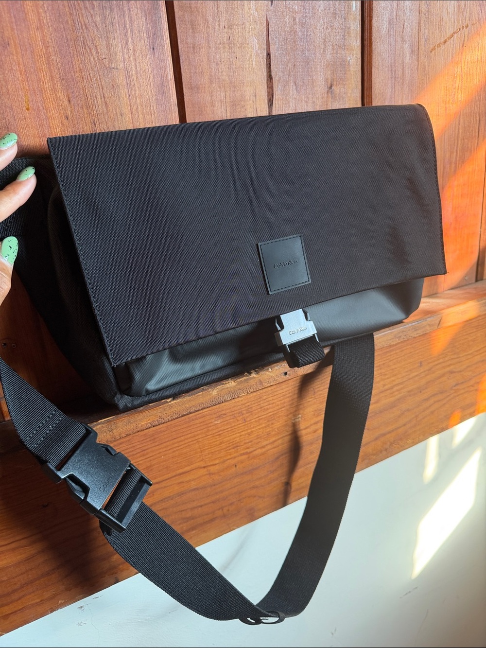 Calvin Klein Black Nylon Messenger Crossbody Bag